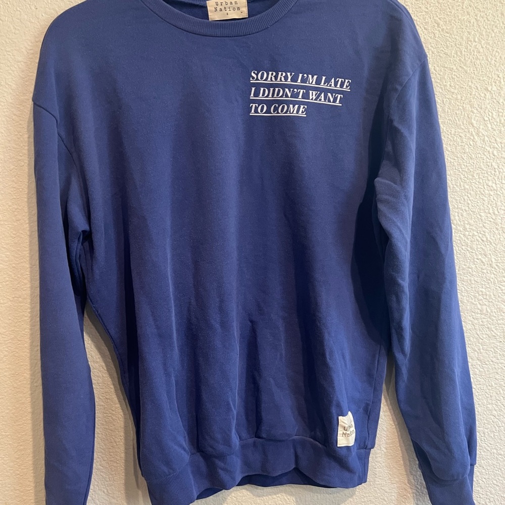 Hooded‎ Pull-on “Sorry” Sweatshirt Size Small